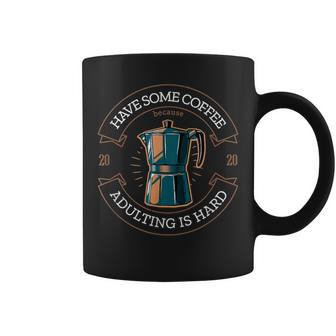 Adulting Coffee Barista Parents Loving Moka Italian Espresso Coffee Mug - Monsterry AU