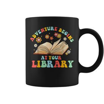 Adventure Begins At Your Library Summer Reading 2024 Groovy Coffee Mug - Thegiftio UK