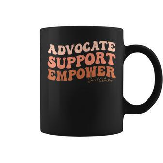 Advocate Support Empower Groovy Social Worker Graduation Coffee Mug - Seseable