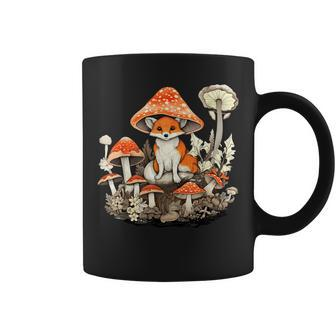 Aesthetic Fox On Mushroom Cottagecore Vintage Nature Floral Coffee Mug - Monsterry