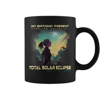 Aesthetic Girl Total Solar Eclipse Apr 8 2024 Birthday Coffee Mug - Seseable
