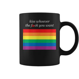 Aesthetic Lgbt Rainbow Flag Kiss Whoever The Fuck You Want Coffee Mug - Monsterry