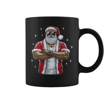 African American Santa Christmas Pajama Cool Black X-Mas Coffee Mug - Seseable