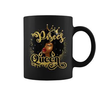 Afro Pisces Queen African American Zodiac Birthday Coffee Mug | Mazezy