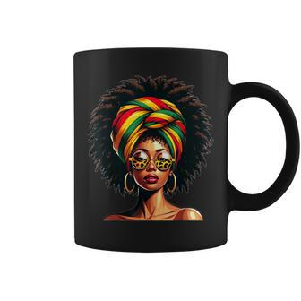 Afro Woman African Melanin Headscarf Nubian Black History Coffee Mug - Monsterry AU