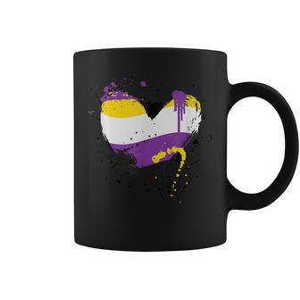 Agender Paintsplash Heart For Non-Binary Pride Flag Coffee Mug - Monsterry