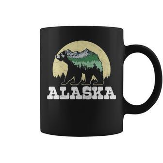 Alaska Bear Sketch Mountains And Trees Coffee Mug | Mazezy