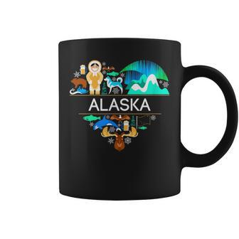 Alaska Icon Heart With Alaska Alaskan Pride Coffee Mug - Monsterry DE