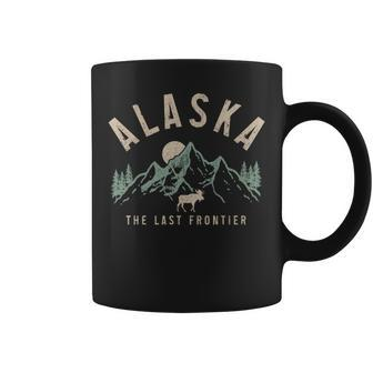Alaska The Last Frontier Vintage Mountains Moose Hiking Coffee Mug - Monsterry UK