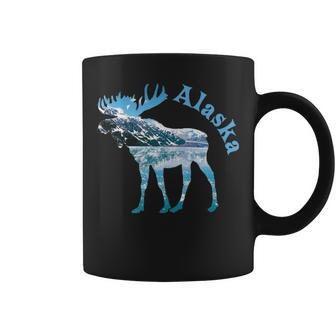 Alaska Moose Souvenir Keepsake Alaskan Snowy Mountain Coffee Mug | Mazezy