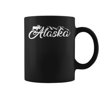 Alaska Moose Snowy Mountain Tourist Souvenir T Coffee Mug | Mazezy