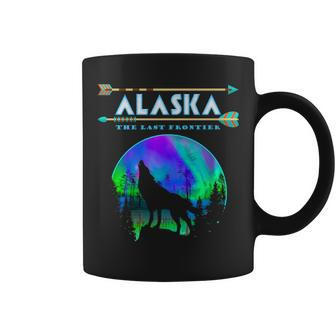 Alaskan Wolf Alaska State Pride Alaska Northern Lights Coffee Mug - Monsterry