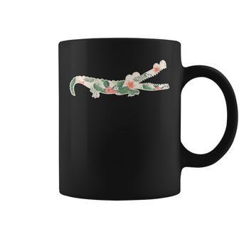 Alligator Flower Girl Print Floral Hawaiian Women Coffee Mug - Monsterry DE