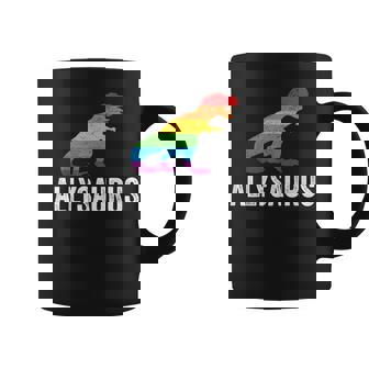 Allysaurus Lgbtq Ally Rainbow Dinosaur Vintage Gay Pride Coffee Mug | Seseable CA