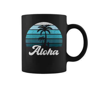 Aloha Hawaii Hawaiian Island Palm Beach Surfboard Surf Coffee Mug - Monsterry AU
