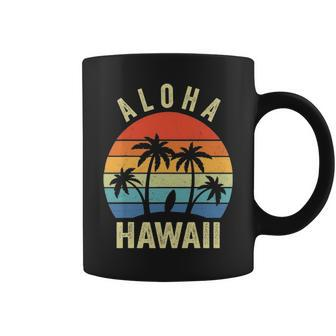 Aloha Hawaii Hawaiian Island Palm Beach Surfboard Surf Coffee Mug | Mazezy