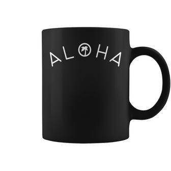 Aloha Palm Tree Logo Graphic Mono Coffee Mug - Monsterry DE