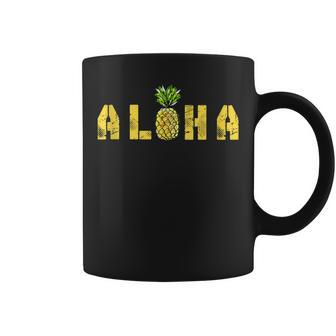 Aloha Pineapple Hawaii Vintage Tropical Fruit Summer Coffee Mug - Monsterry