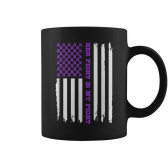 Alzheimer American Flag Her Fight Is My Fight Purple Coffee Mug - Monsterry UK