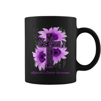 America Flag Christian Cross Ribbon Alzheimer Cancer Coffee Mug - Monsterry UK