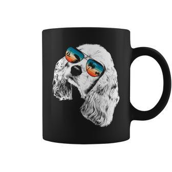 American Cocker Spaniel With Glasses Sunglasses Retro Style Coffee Mug | Mazezy
