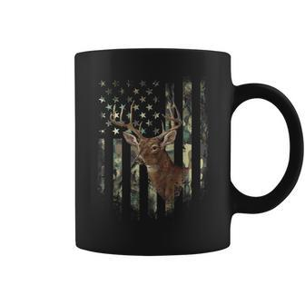 American Flag Print On The Back Deer Hunting Camo Coffee Mug - Monsterry AU