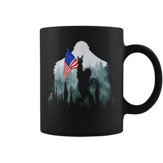 American Flag Bigfoot Sasquatch Peace Victory Sign Coffee Mug | Crazezy AU