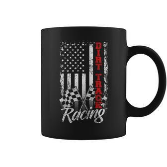 American Flag Dirt Track Racing Car Bike Driver Back Print Coffee Mug - Monsterry UK