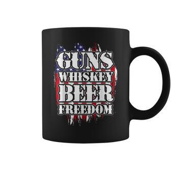 American Flag Guns Whiskey Beer Freedom Coffee Mug - Monsterry AU