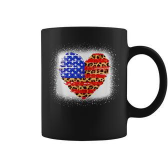 American Flag Heart 4Th Of July Usa Patriotic Bleached Coffee Mug - Monsterry UK
