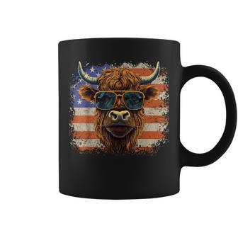 American Flag Highland Cow-Fourth Of July Cow Lover Cool Coffee Mug - Monsterry DE