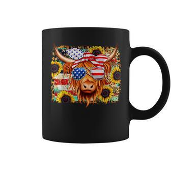 American Flag Highland Cow-Fourth Of July Cow Lover Cool Coffee Mug - Monsterry AU