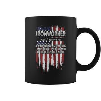 American Flag Ironworker Definition Father's Day Coffee Mug | Mazezy