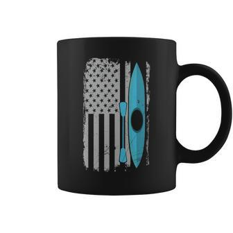 American Flag Kayak Distressed Patriotic Kayaker Coffee Mug | Mazezy