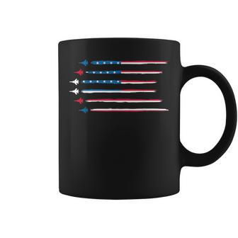 American Flag Military Jet Plane Aviation Coffee Mug - Monsterry