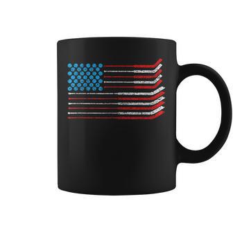 American Flag Patriotic 4Th Of July Hockey Coffee Mug - Monsterry