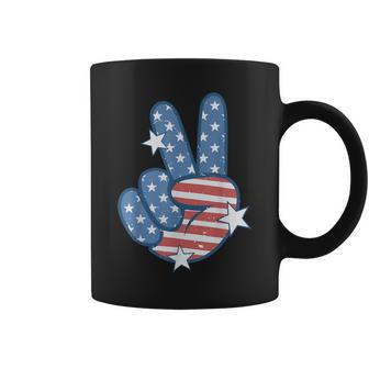 American Flag Peace Sign Hand 4Th Of July Women Coffee Mug - Thegiftio UK