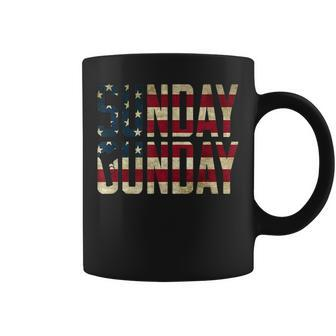 American Flag Sunday Gunday Gun Pistol Firearms Coffee Mug - Monsterry