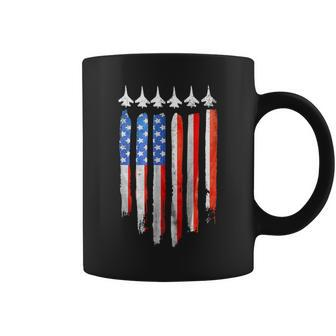 American Flag Usa Fighter Jet Patriot F16 Formation Coffee Mug - Monsterry