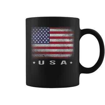 American Flag Usa July 4Th White Blue Red Faded Stripe Star Coffee Mug - Monsterry UK