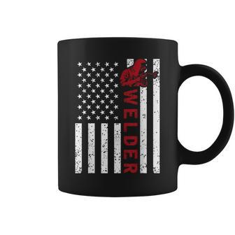 American Flag Welder Welding Vintage Metal Worker Cool Coffee Mug - Monsterry AU
