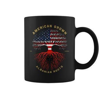 American Grown With Albanian Roots Tree Usa Flag Coffee Mug - Monsterry