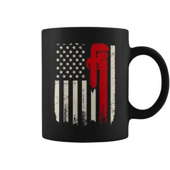 American Plumber Flag Patriotic Plumbing Wrench Pipefitter Coffee Mug - Monsterry