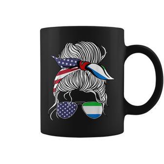 American Sierra Leonean Patriot Flag Girl Leone Grown Coffee Mug - Monsterry CA