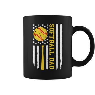 American Us Flag Softball Dad Fathers Day Idea For Dad Coffee Mug - Thegiftio UK