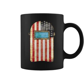 American Welder Us Flag Welding Hood Coffee Mug | Mazezy