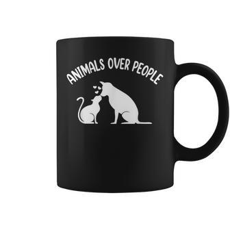 Animals Over People Animal Lover Vegan Plant Based Veganism Coffee Mug - Monsterry