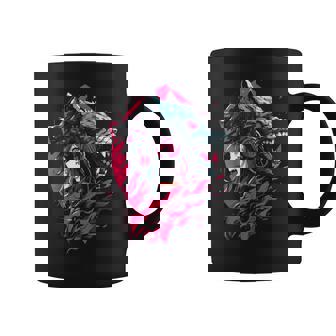Anime Manga Cyberpunk Aesthetic Techwear Harajuku Wolf Taza de café - Regaloses