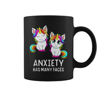 Anxiety Has Many Faces Unicorn Anxiety Has Many Faces Coffee Mug - Monsterry DE