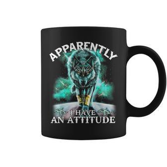 Apparently I Have An Attitude Wolf Coffee Mug - Monsterry